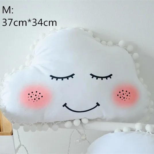 white cloud M Красочные звезды, луна, облако для новорожденных, декор для детской комнаты, постельное белье, украшение кроватки, Infantil, подушка, кукла, нордическая Подушка INS - Color: white cloud M