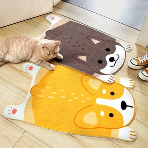 Cartoon Doormat Animal Corgi Shiba Inu Akita Dog Printed Anti-slip Water Absorption Bedroom Kitchen Carpet Floor Mat Toilet Rug