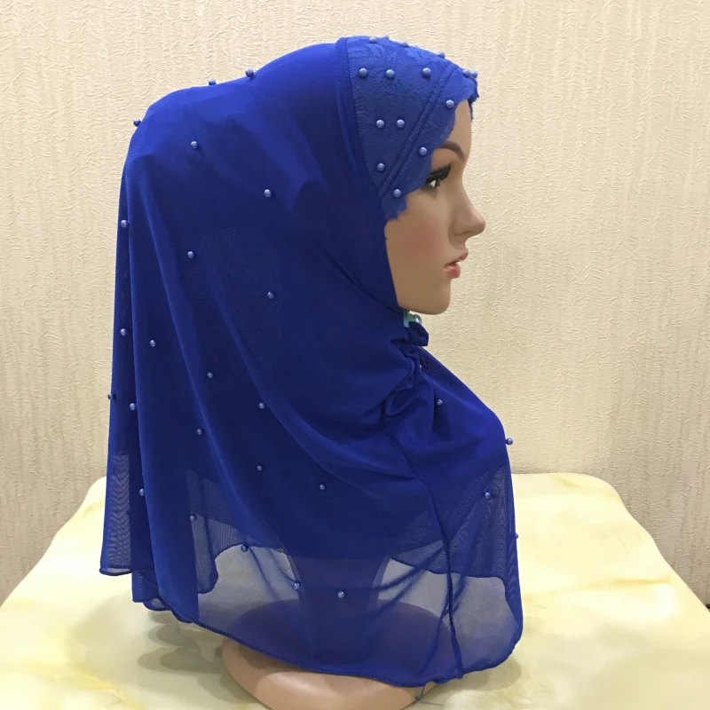 H1399 новейший двухслойный хиджаб amira с бусинами ручной работы исламский шарф