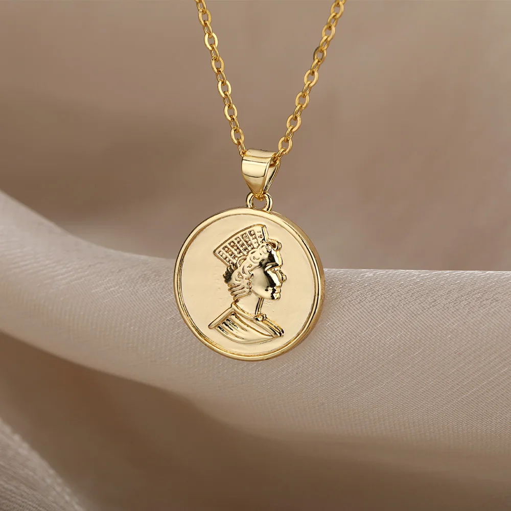 

Woman Coin Necklace Golden Color Ten Cents Coin Sea Spirit Ngoreru Elizabeth Isle Of Women Statement Necklace Collier Gift