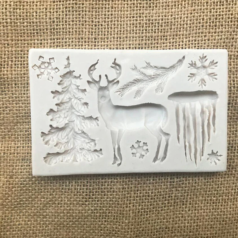 

1Pcs Kitchen Gadgets Christmas Tree Elk Snowflake Cake Mold Baking Accessories Chocolate Patisserie Jelly Mould Sugar Craft