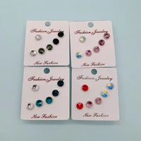 ms betti small round stone crystal stud earrings set for women and girls mixed color 2021 new trendy jewelry gift 3prsset