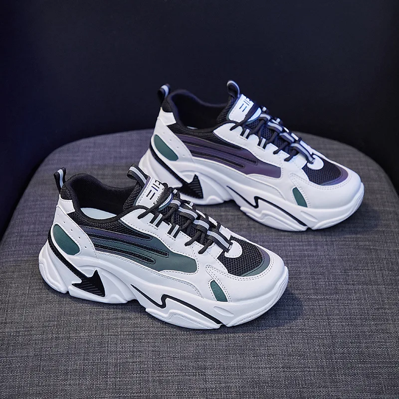 

2021 Spring New Designer Women Sneakers Girl Student Fashion Reflect Light Casual Sport Shoes Comfortable Air Mesh Trainers