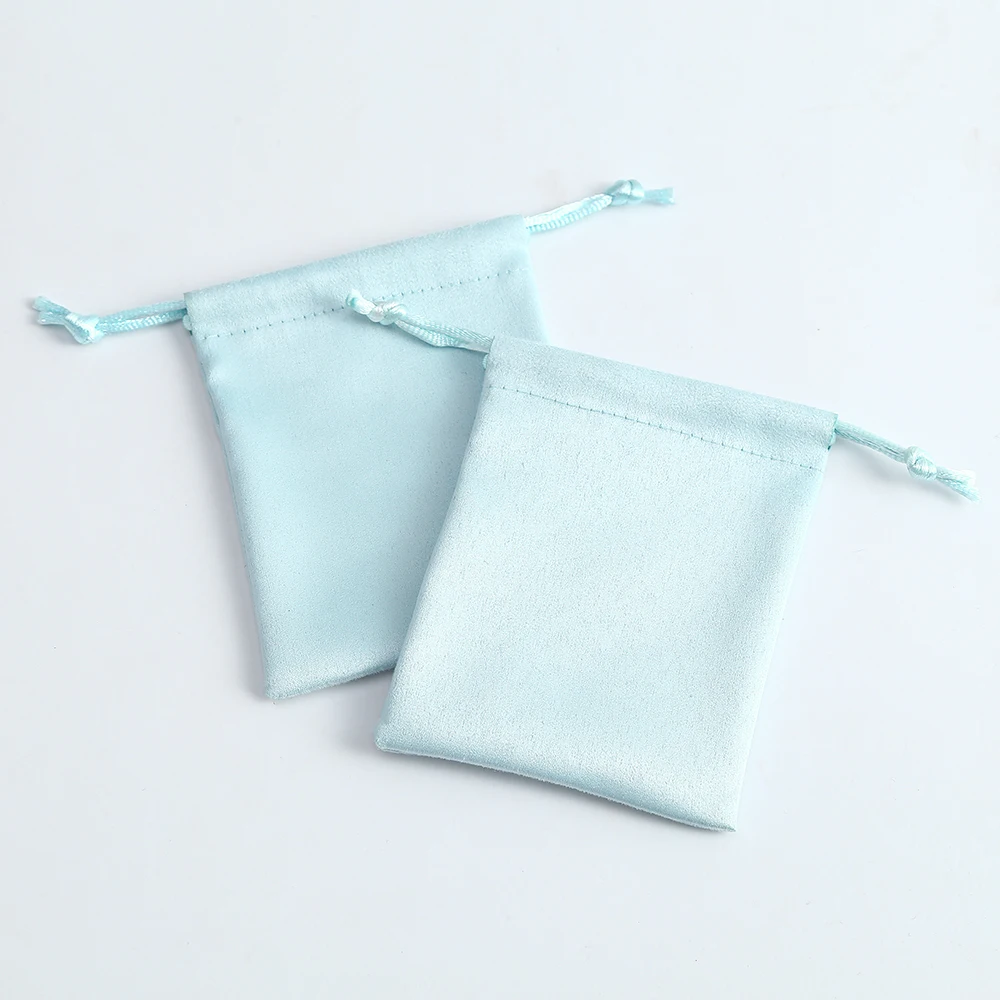 50pcs Flannel Drawstring Jewelry Bag Packaging Gift Bag Small Ring Necklace Earring  Display Wedding Candy Pouch Can Custom Logo