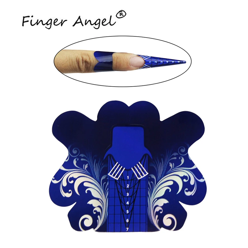 Маникюрные накладки Finger Angel 50/100/500 шт. цветные синие наклейки в форме бабочки для