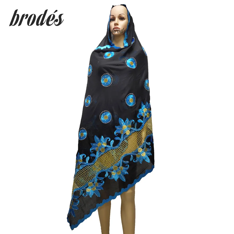 Новейшие африканские женские шарфы мусульманский шарф с вышивкой хлопковый