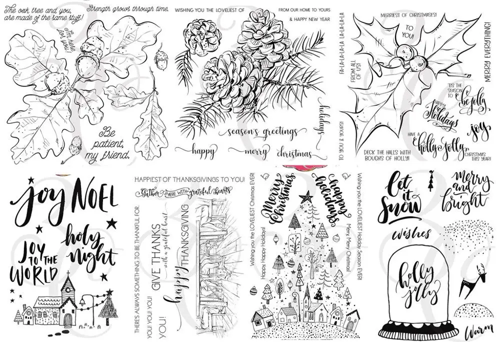 Листья/Рождественский прозрачный силиконовый штамп/печать для DIY