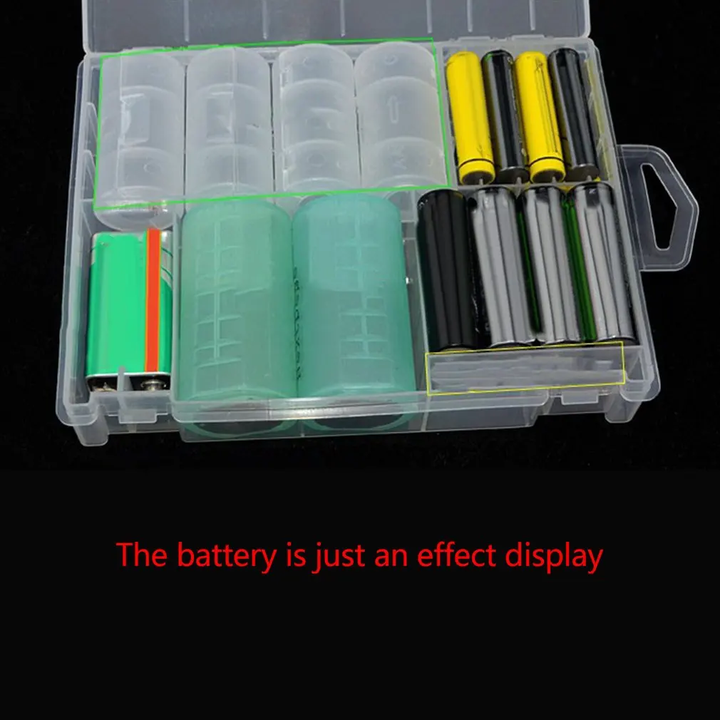 

PL-B003M No. 5/AA No. 7/AAA No. 2 Large Universal Battery Storage Box Transparent Plastic Battery Storage Box