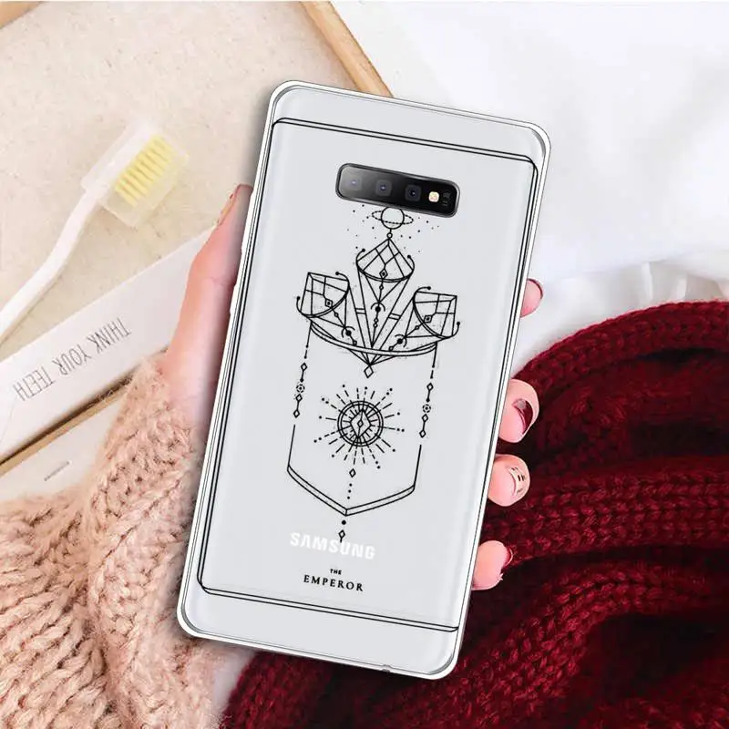 

design aesthetic fashion Tarot Phone Case Transparent For Samsung Galaxy A 71 21s S note 8 9 10 plus 20 ultra