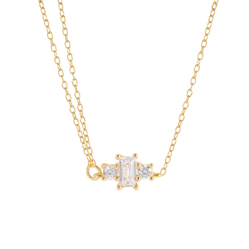 

BOAKO One Piece Necklace For Women Mini Crystal CZ Chain Around The Neck Collares Para Mujer Bijoux Femme Vintage Collares Goth