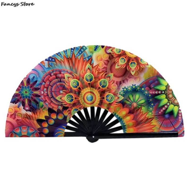 

Steampunk Colorful Fan Cosplay Electric Sound Decoration Fan Peacock Tail Star Dye Cat Painting Fan Ornaments European American