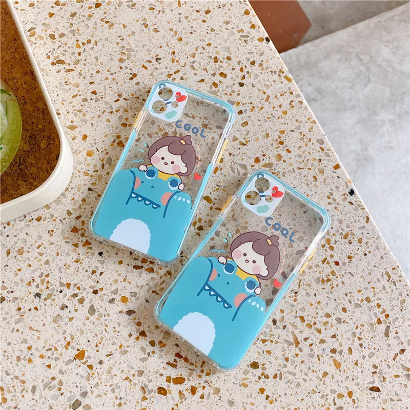 

Funny Cartoon Monster Phone Case For iphone 12 11 Pro Max 7 8 plus SE 2020 Cover Cute Transparent Capa For iphone X XR XS Max