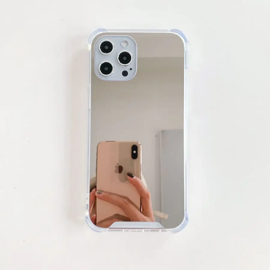 airbag full view mirror case for iphone 12 11 pro max 6 6s 8 plus x xs xr se 2020 shockproof soft silicon phone back soft cover free global shipping