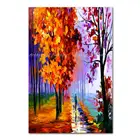 Картина мастихином стиле, абстрактное уличное освещение, скамейка, Ночной пейзаж, ручная роспись