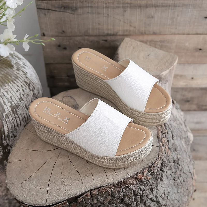 

Slope with a word sandals women wear summer high-heeled waterproof platform thick bottom muffin fish mouth sandals show high not