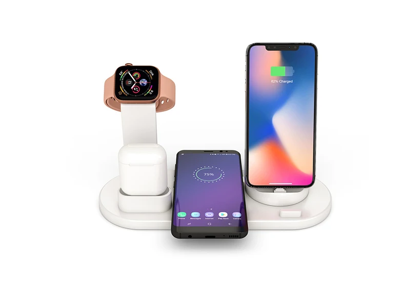3 в 1 Беспроводное зарядное устройство для iPhone Xs XR X 8 быстрая зарядная док-станция для Airpods мобильный телефон Apple Watch Stand