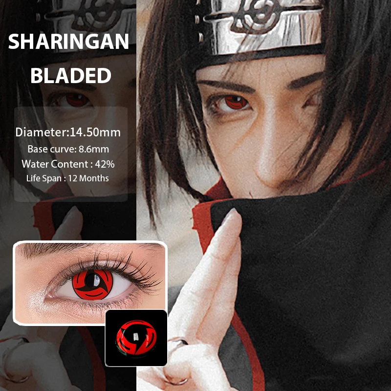 Irislens 2Pcs/Pair Cosplay Color Contact Lenses Uchiha Sharingan Eye Lens Colored Anime Cosmetic Halloween | Красота и здоровье