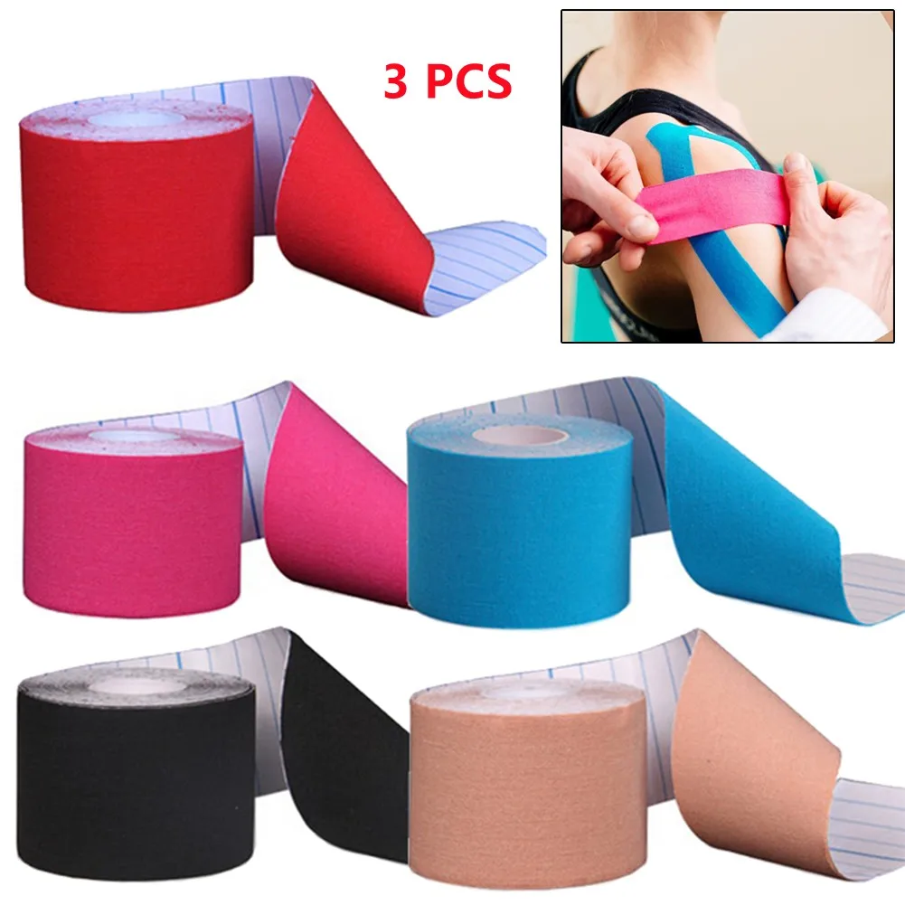 

3pcs Kinesiology Tape Athletic Recovery Self Adherent Wrap Taping Medical Muscle Pain Relief Knee Pads Protector Physiotherapy
