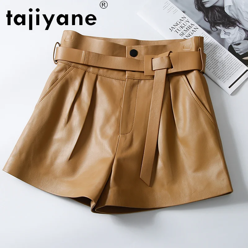 Shorts Leather Genuine Female Real Sheepskin Women's Trousers Woman Cloth High Waist Shorts Spodnie Damskie TN2323