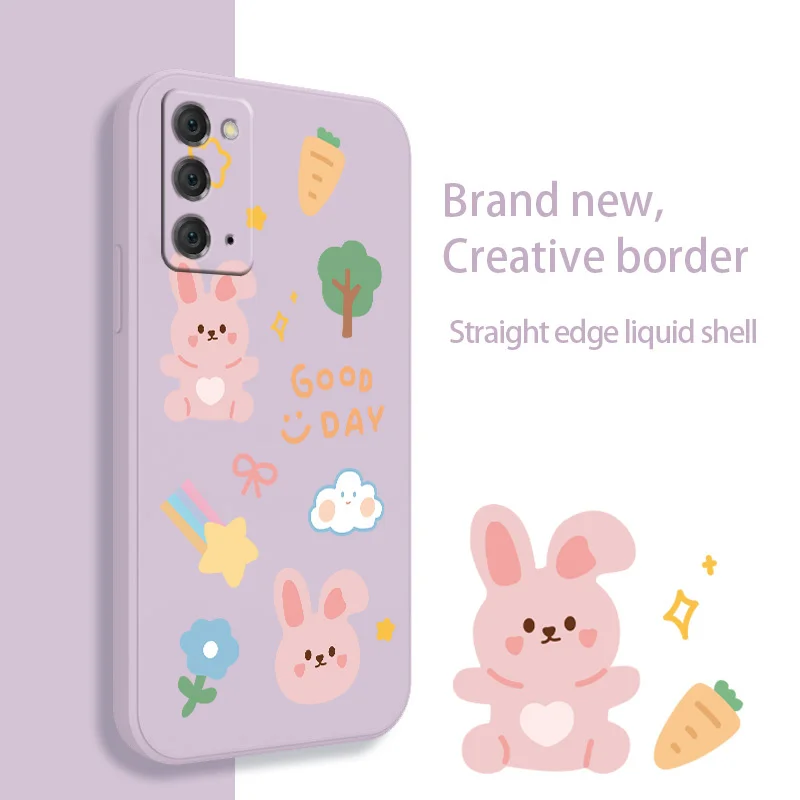 Cartoon Rabbit Phone Case For Samsung Galaxy S22 S21 S20 FE S10 Note 20 10 Ultra Plus A72 A52 A32 A71 A51 A31 A21S 4G 5G Cover