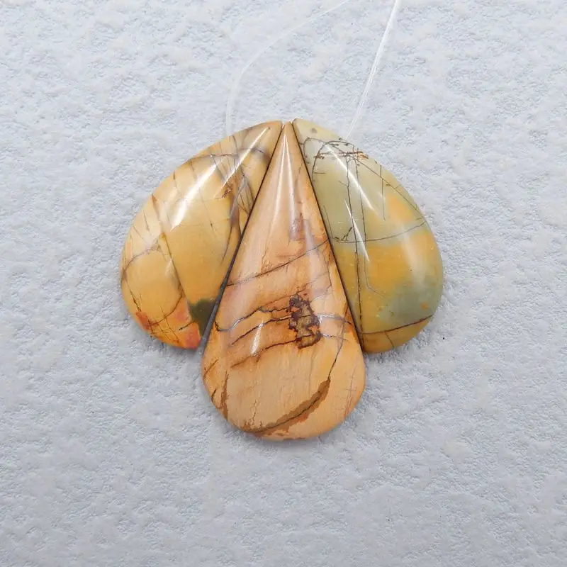 

3Pcs Natural Stone Multi-Color Picasso Jasper Pendant Beads 37x19x5mm 29x12x5mm 11g