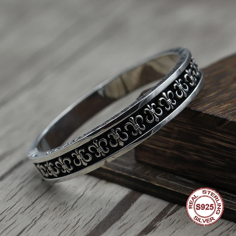 S925 мужской браслет из стерлингового серебра личности ретро хип хоп якорь domineering