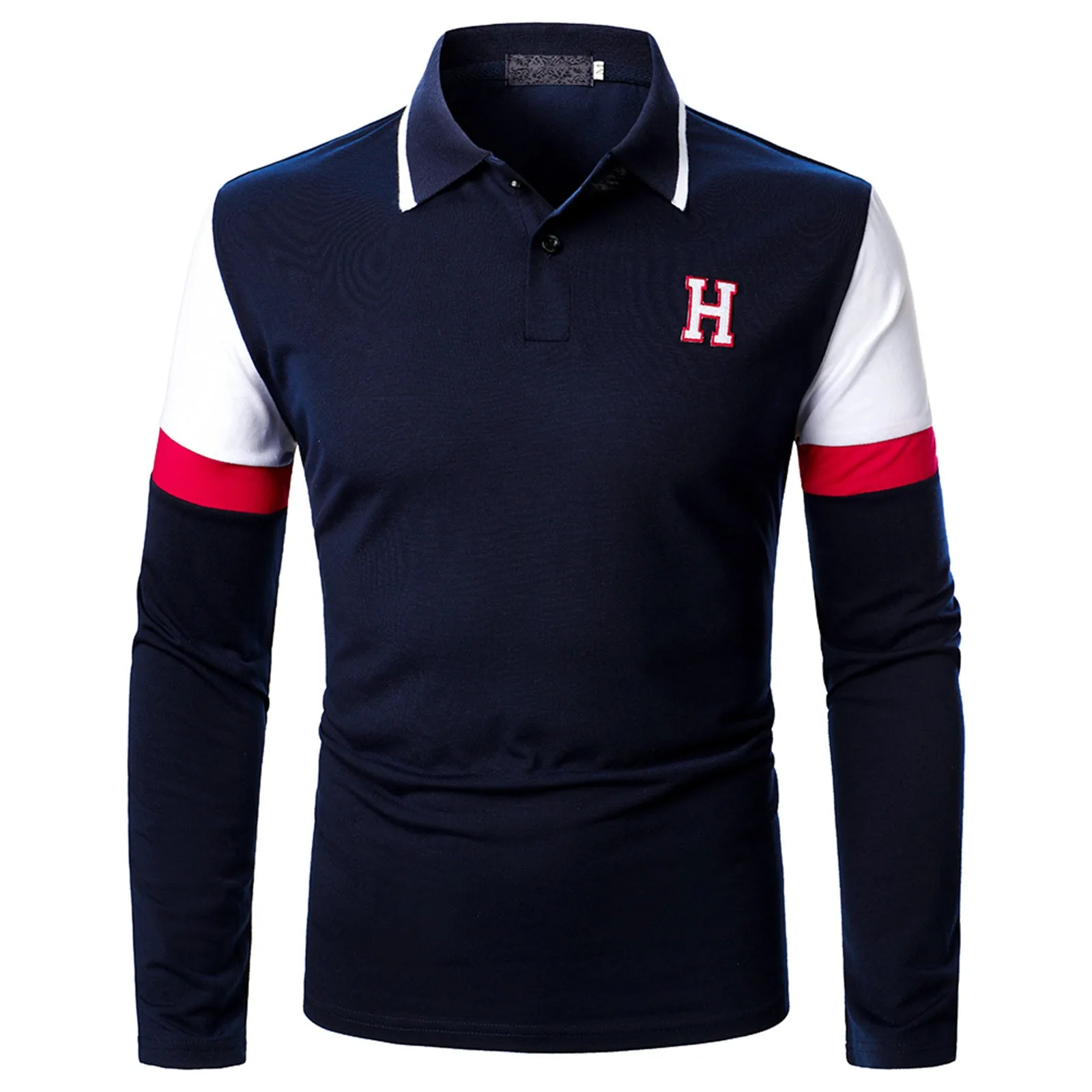 Autumn Men's Polo Shirt New Solid Color Long Sleeve Casual Polo Shirt Men's Fashion Autumn Lapel Breathable Top Loose Large Size