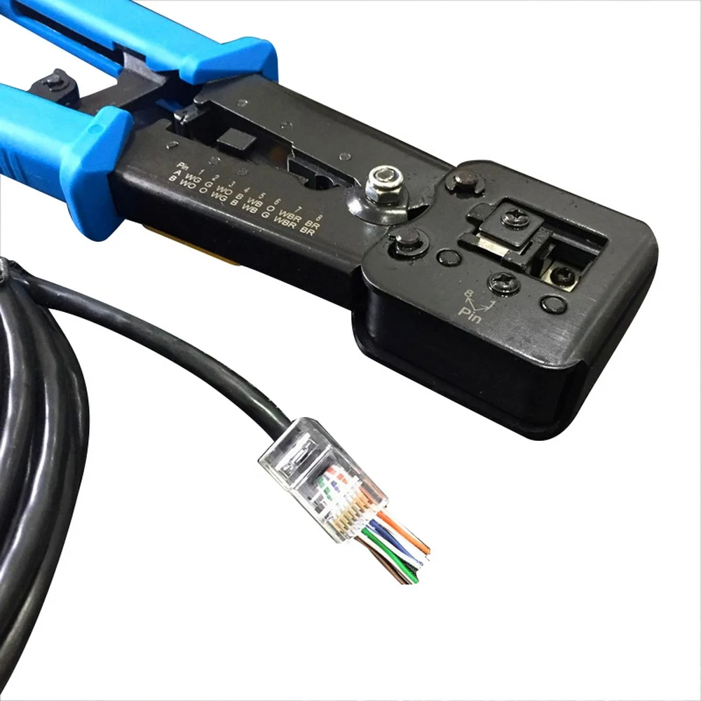 ez rj45 crimper hand network tools pliers rj12 cat5 cat6 8p8c cable stripper pressing clamp tongs clip pliers multi function new free global shipping