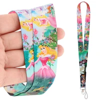 yq781 sleeping beauty lanyard princess aurora cell phone cord for id badge holder neck strap keychain hang rope lariat girl gift