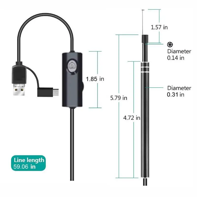 Usb-эндоскоп для чистки ушей HD визуальная Ушная ложка 5,5 мм мини-камера Android PC Ушная палочка отоскоп бороскоп инструмент забота о здоровье
