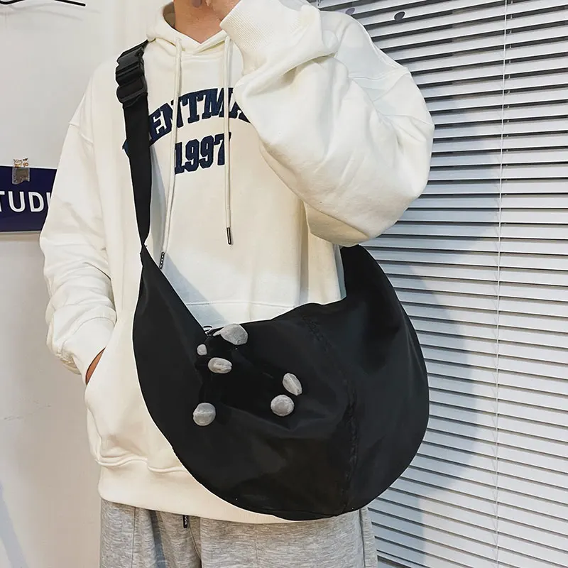 

VeryMe Fashion Casual Crossbody Bag Waterproof Polyester Shopping Bag Large Capacity Big Tote Handbag Soft Lightweight Daily Bag