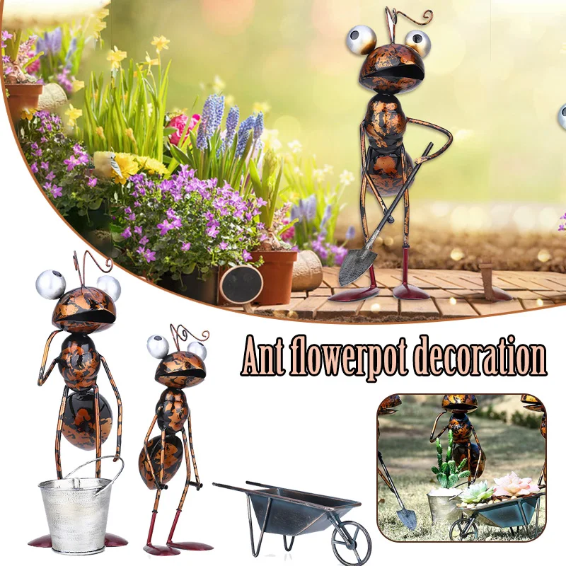 

Ant Succulent Flower Pot Ornaments Innovative Handicraft Metal Home Balcony Garden Lawn Decoration PLDI889