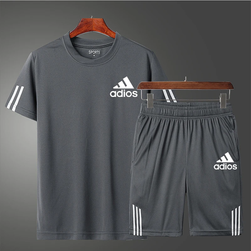 

Men's brand sportswear, short-sleeved sportswear, T-shirt, 2 pieces, breathable and quick-drying, summer fashion 2021