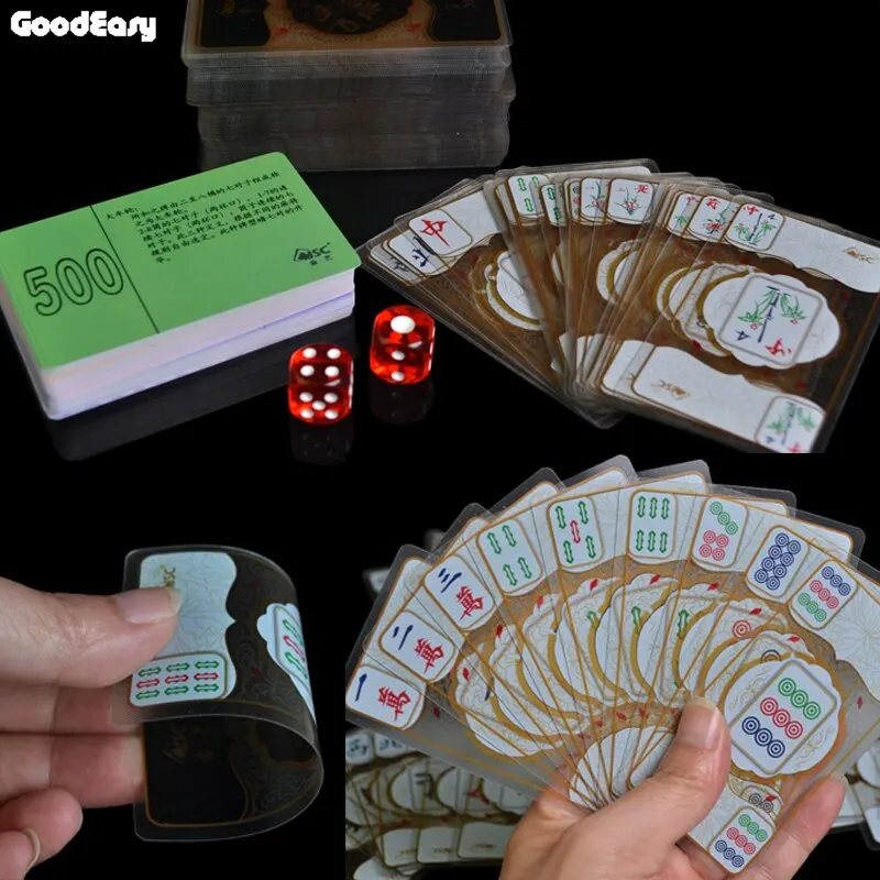 карты пластиковые Pokers Crystal mahjong игральные китайские традиционные классические