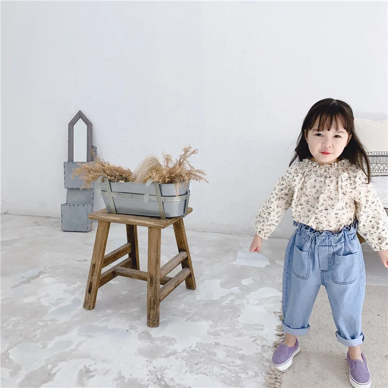 Весна-Осень 2020 Новое поступление модные однотонные джинсы в Корейском стиле с