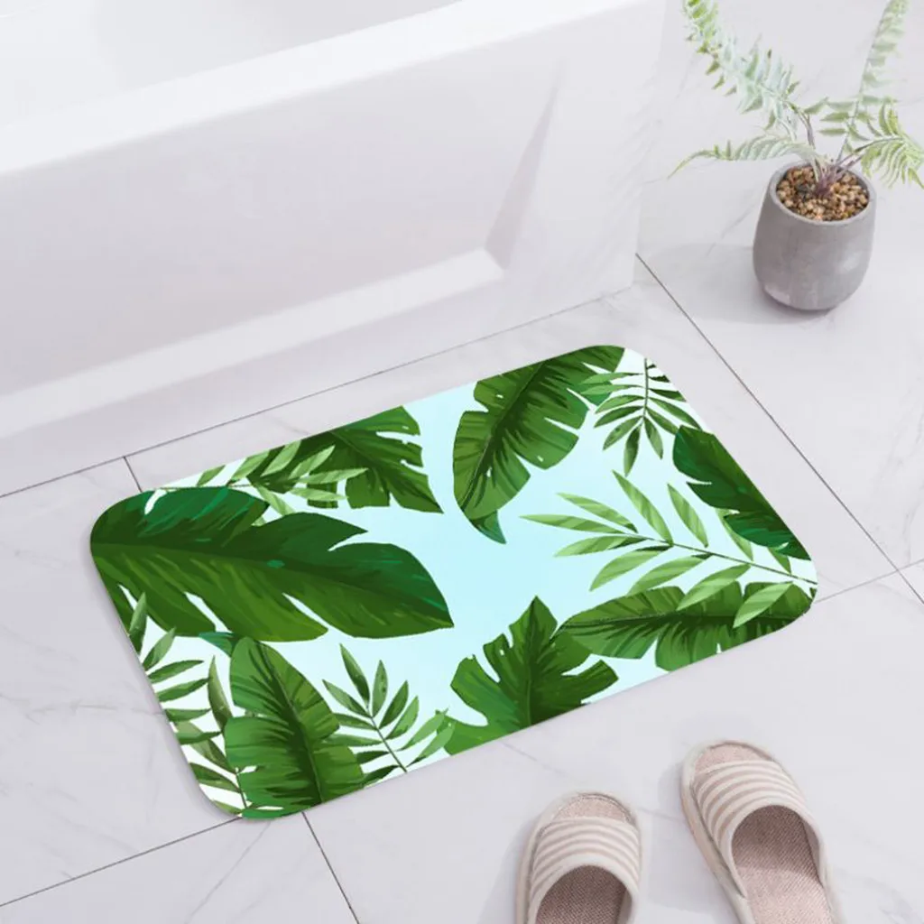 Коврик для ванной с принтом тропических растений фланелевый коврик нескользящий