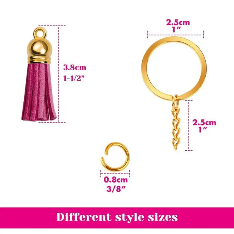 

1 Set Key Chain Rings Pendants Leather Keychain Tassel DIY Crafts Jewelry Earrings Making