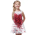 Платье для девочек, летнее, с оборками, с цветочным принтом, 110-150 см