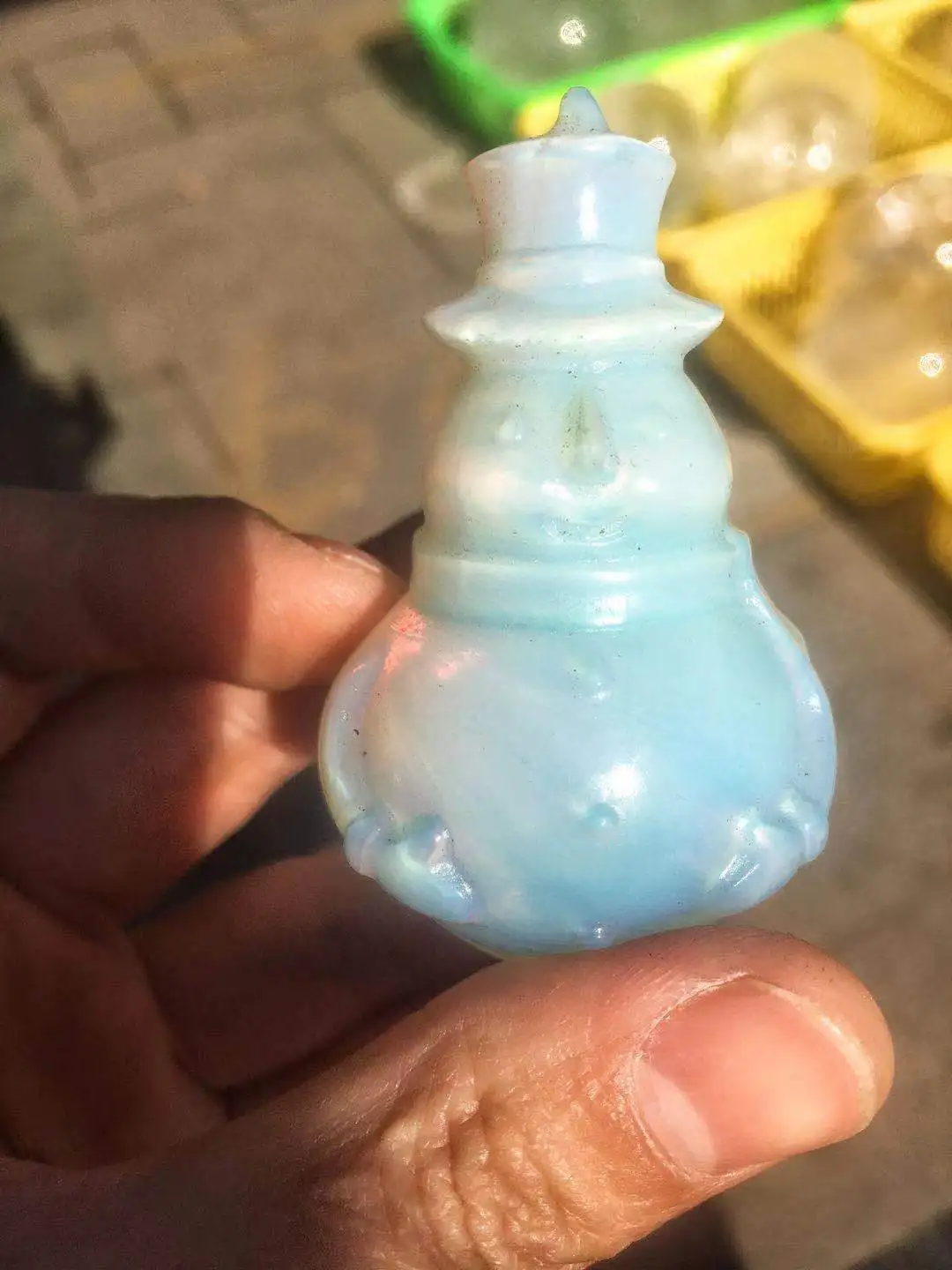 

Natural crystal white opal hand-carved snowman for winter Love Song Christmas gift