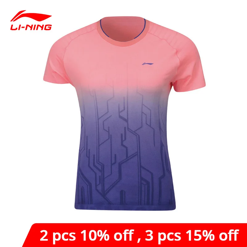 Женские футболки для бадминтона Li Ning тренировочные дышащие спортивные топы с