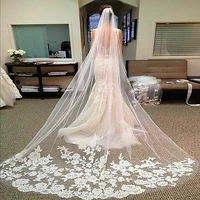 3m white ivory lace cathedral chapel veil with comb long wedding veil for bride 2023