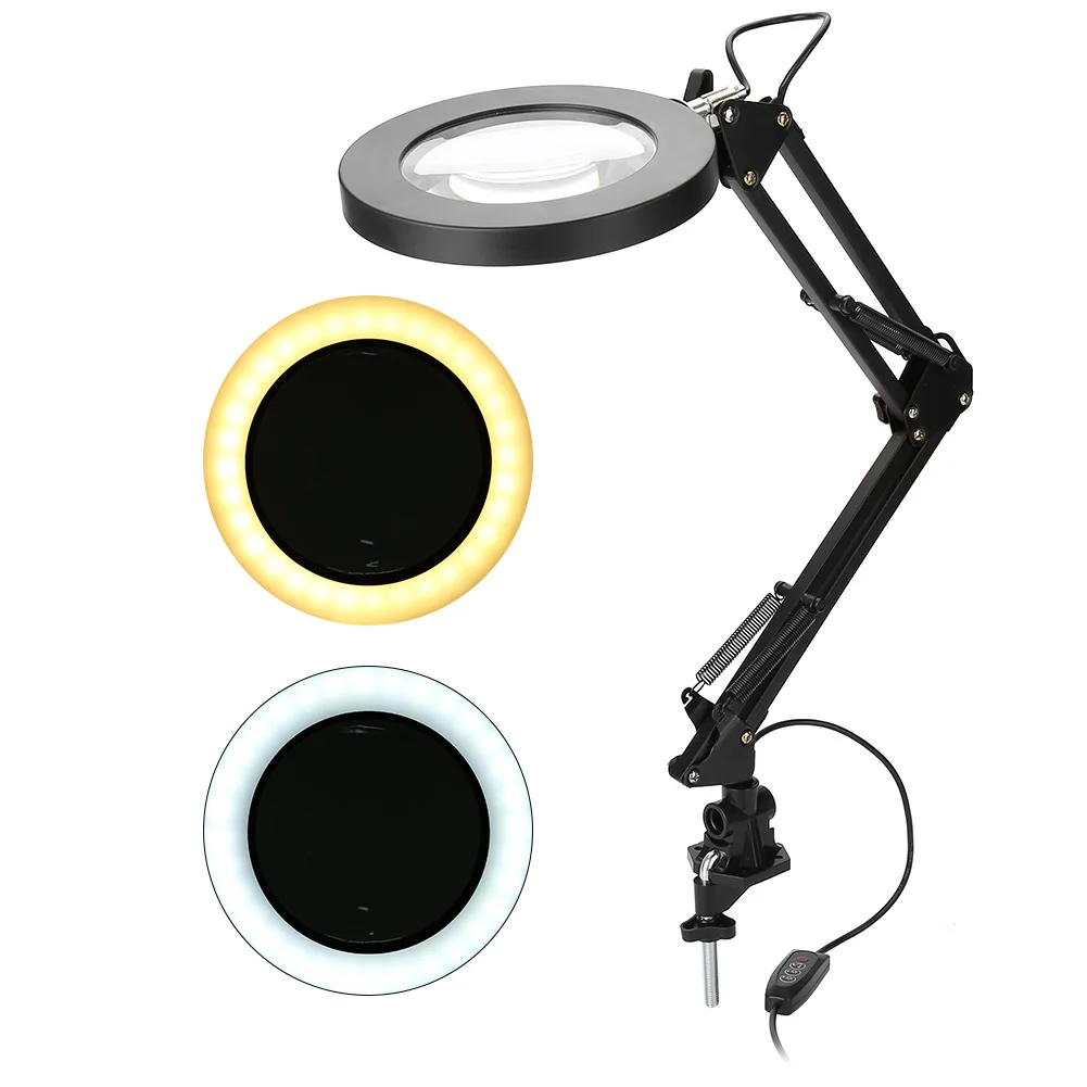 Foldable 8W USB LED Table Lamp Dimming Desk Reading Light with 5X Large Magnifying Glass Magnifier Nail Beauty | Красота и здоровье
