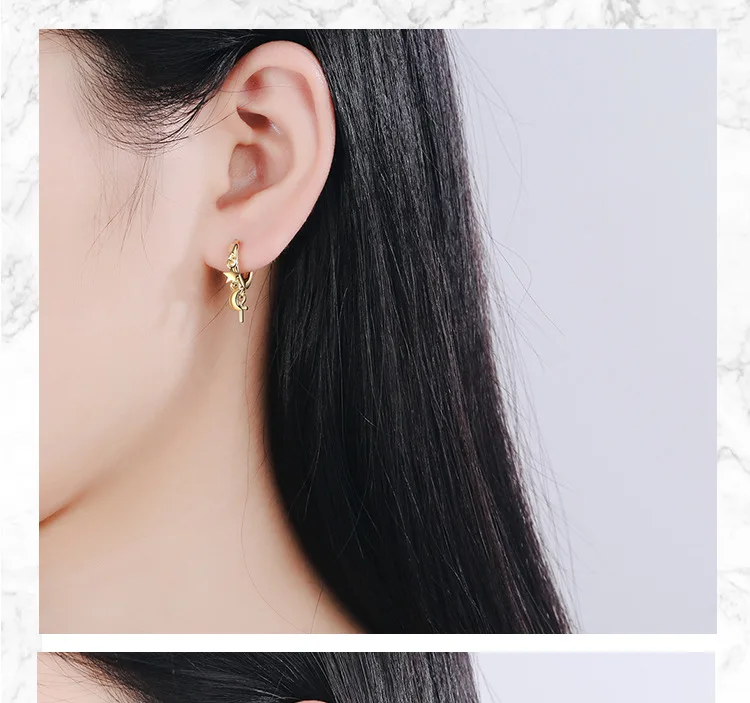 

Vintage 925 Sterling Silver High Quality Drop Earrings for Women Cross Bling Bling Star Moon Woman Earring Gift Jewelry