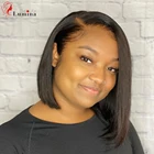 Парик с боковой частью, короткий, прямой, короткий, L часть, парики из человеческих волос, естественный цвет, бразильские волосы Remy, парик для женщин 8-12 дюймов