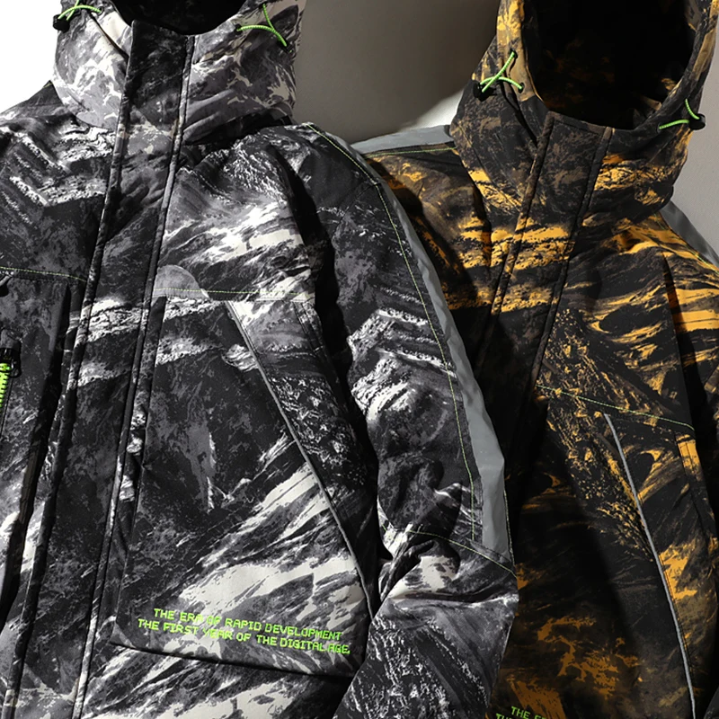 Covrlge Man Duck Down Jacket Light Thick Jackets Men's Hooded Fleece Jacket Ins Tooling Trend Big Pocket Down Jacket Men MWY036