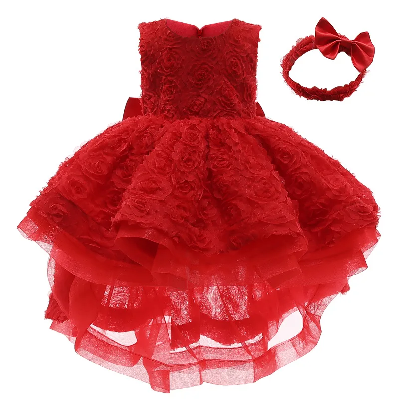 

New Flower Girls Dress For Wedding and Party Ball Gown Kids Christmas Evening Princess Dress Infant 1st year Birthday Ball Gown