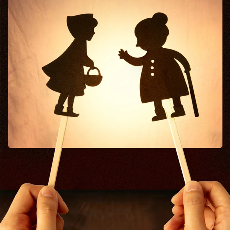 MiDeer Детский набор теневых кукол "Сказка" 12 штук Ночные тени Палочки театра для детей Обучающая игра в силуэт.