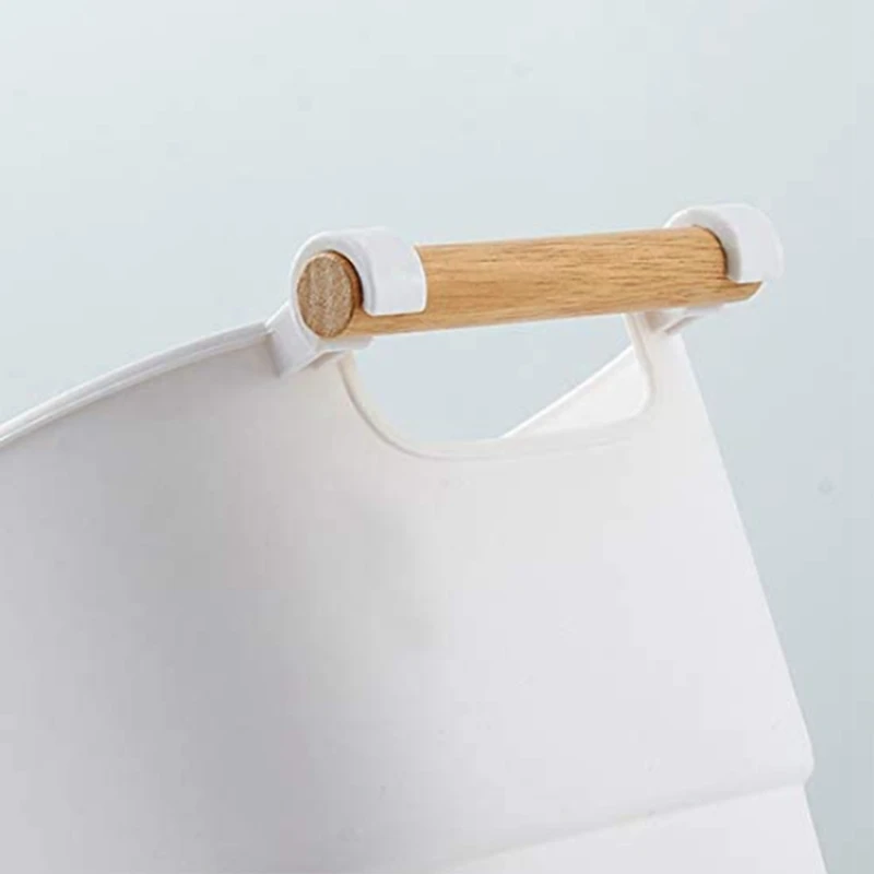 Storage Bins with Wood Handle Sleek Design - White Matte Plastic Organizer Bucket Easy to Clean Medium(2 PCS) | Дом и сад
