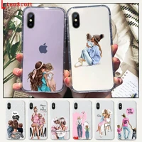 baby mom cute girl pink love phone case cover funda transparent for iphone 11 12 mini pro xs max 8 7 6 6s plus x 5s se 2020 xr