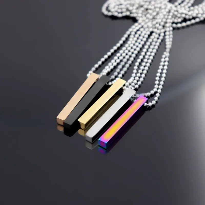 2019 Punk Hip Hop Black Silver Rose Gold Custom Square Long Stainless Steel Pendant Chain Necklace For Women Men Jewelry Gift | Украшения и